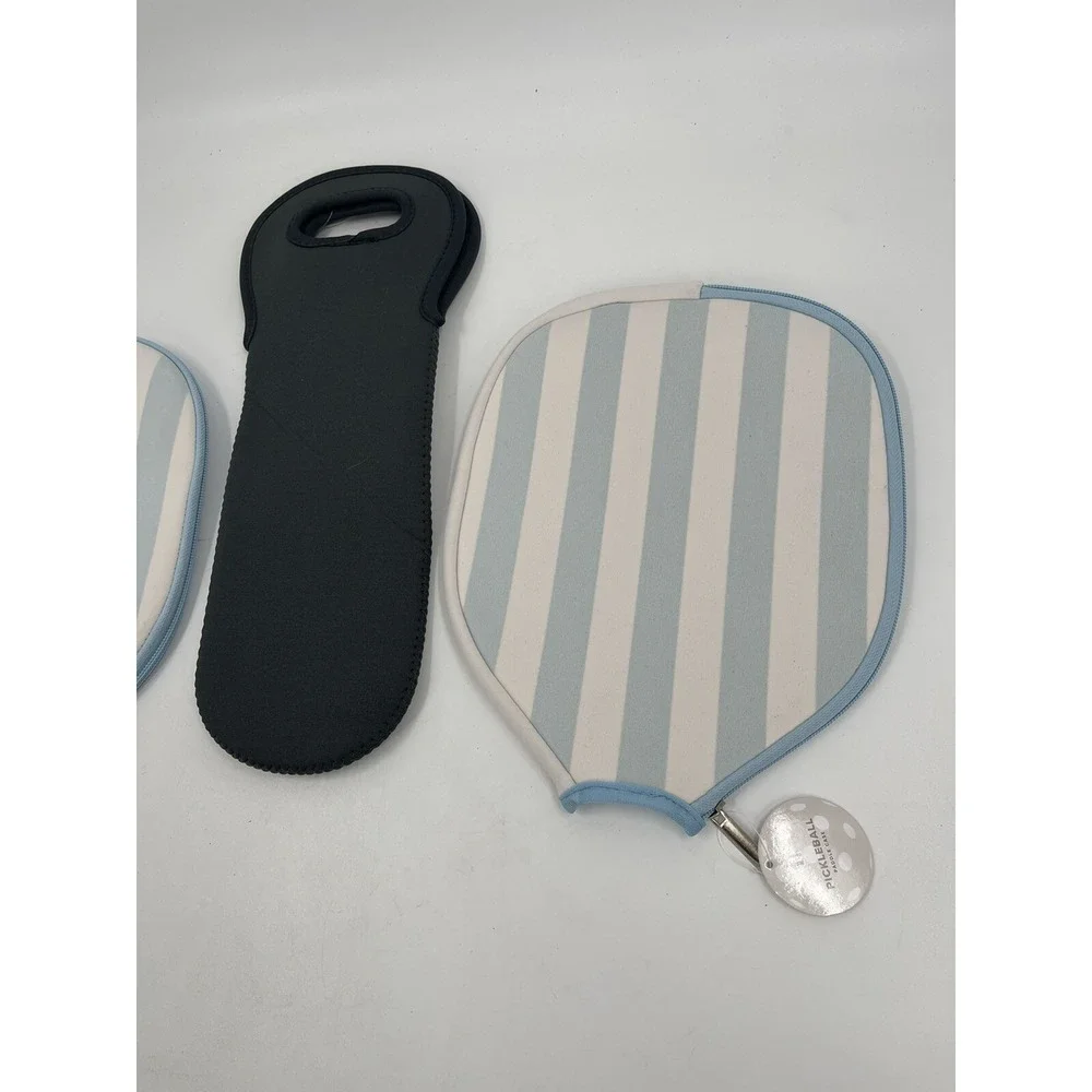 Pickleball‎ Paddle Cases Blue Stripe W/ Pickleball Ball Sleeve